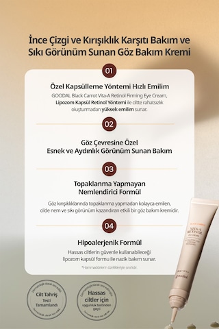 Siyah Havuç Özü Ve Saf Retinol İçeren Göz Kremi Goodal Black Carrot Vita-a Retinol Firming Eye Cream