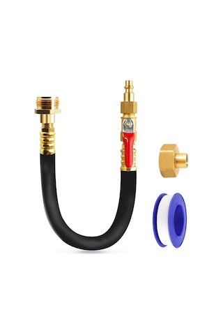 Jeehugo Rv Kışlandırma Seti: Metal Hava Kompresörü Bağlantı Adaptörü, Kapatma Valfi Ve 12 İnçli Erkek-dişi Hızlı Bağlantı