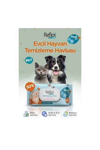 Reflex Care Evcil Hayvanlar İçin Çok Amaçlı Hijyenik Temizleme Mendili 50'li X 10 Adet - Alaçatı Ice Kokulu