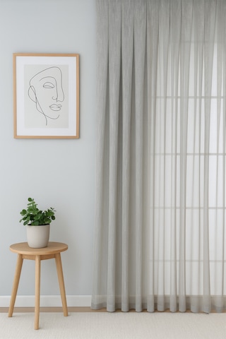 Estetik Modern Flamlı Dokulu Pileli Tül Perde Salon Oturma Odası Yatak Odası Çocuk Odası Gri