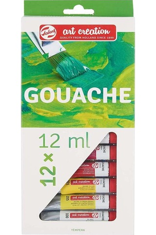 Talens 12 Renk Guaj Boya 1 Paket Art Creation Gouache Colour 12x12ml Guaj Boya Seti Canlı Renkler Tuval Resim Çok Renkli