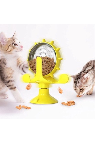 Vantuzlu Zilli İnteraktif Dönebilen Mama Kaplı Renkli Eğlenceli Eğitici Kedi Oyuncağı Go53/02914