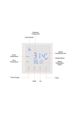 Tenfowee Beyaz Duvar Tipi Akıllı Sıcaklık Kontrol Cihazı - Ev Radyant Isıtma İçin Panel Termostatı, Yüksek Sıcaklık Korumalı Mh-1828