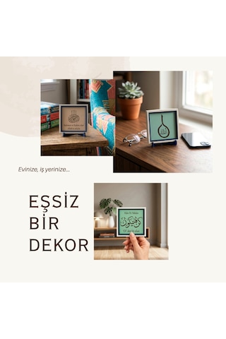 Modern Görünümlü Kalp Mozaiği Masaüstü Süsü, Sevdiklerinizi Mutlu Edecek Zarif Bir Hediye Seçeneği 10x10 Cm, Turkuaz