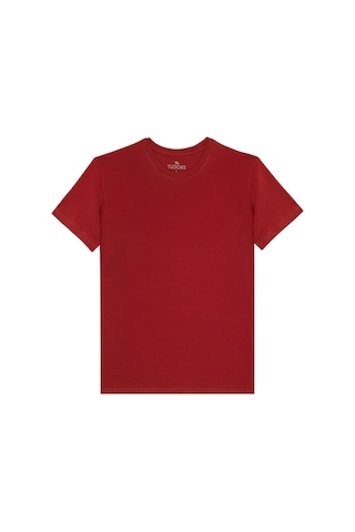 Tudors Unisex 5'li Paket Beyaz-kırmızı-gri-yeşil-siyah Slim Fit Dar Kesim %100 Pamuk Bisiklet Yaka Tişört-35359 Multi