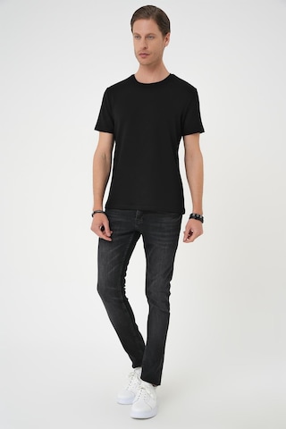 Efor Comfort Fit Bisiklet Yaka Esnek Pamuk Casual Siyah Tişört Ts 885 Siyah