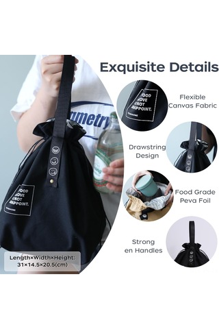 Vkemall Eko Dost Canvas Isı Yalıtımlı Yemek Çantası - Erkek/kadın, Çekmeceli Kapatma, Spor/okul/ofis İçin, Taze Yemek Taşıma