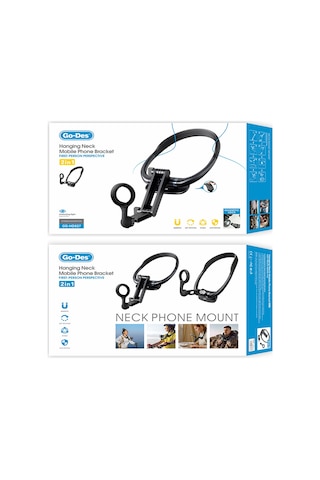 Go-des Gd-hd827 2in1 Eller Serbest Magnetik Boyun Askılı Telefon Tutucu Siyah