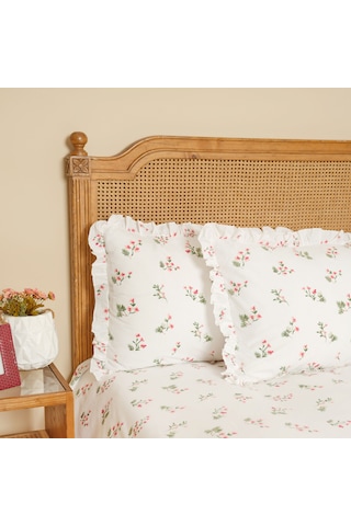 Karaca Home Silvie Kırmızı %100 Pamuk Fırfırlı Çift Kişilik Çarşaf