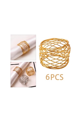 Homyl 6x El Sanatları Peçete Halkaları Parti Yemek Altın Altın