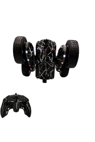 Oyuncak Led Işıklı 360 Akrobat Uzaktan Kumandalı Araba Şarjlı 4x4 Off Road Dublör Oyuncak Araba Siyah