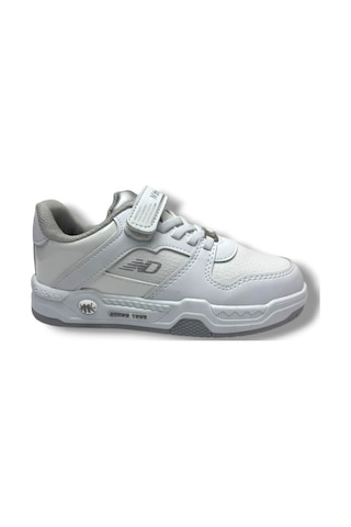 Ndrops 012-26 Deri Cırt Bantlı Çocuk Sneaker 31-35 Beyaz