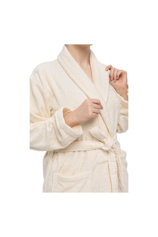 Soley Minerva Extra Yumuşak %100 Pamuk Kadın / Erkek Unisex Bornoz Krem