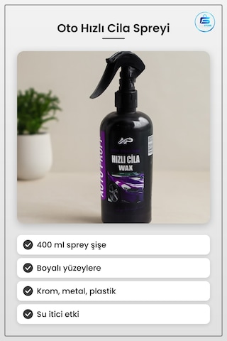 Oto Hızlı Cila Sprey Wax 400 Ml Boyalı Yüzey Krom Metal Plastik P