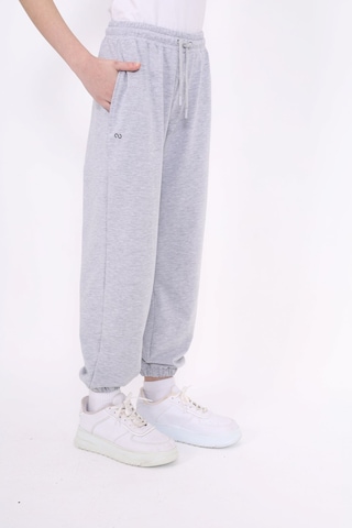 Toontoy Kız Çocuk Baskılı Beli Paçası Lastikli Cepli Basic Jogger Eşofman Altı 2 İplik Gri