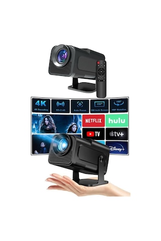 Projektör Siyah Android Taşınabilir Sinema Projeksiyon Wifi Destekli En Güncel Sürüm Akıllı