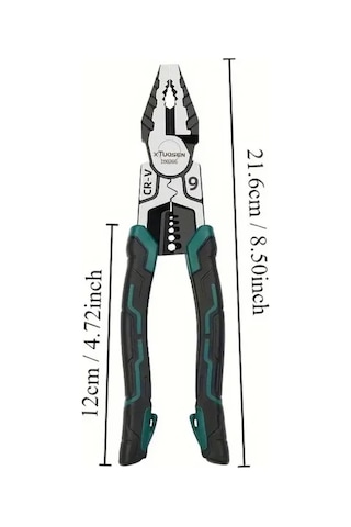 Konesam Tuosen Endüstriyel Çift Taraflı Telli Pense 9" - Elektrikçiler İçin Kesme Ve Telli Açma Aracı - Dayanıklı Süper Alaşım Yapısı