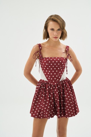 Sagaza Studio Ss6077 Pileli Mini Etek Bordo