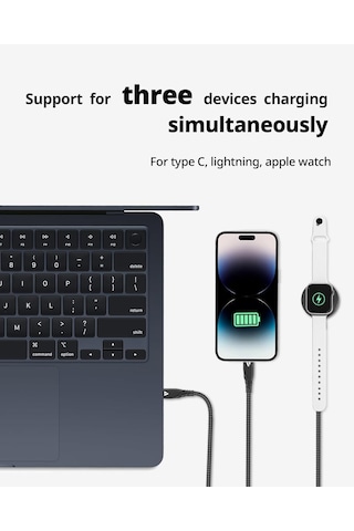 5in1 Şarj Kablo Usb To Type C/lightning/iwatch İle Uyumlu Zr792