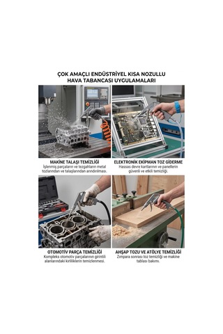 Kısa Nozullu Hava Tabancası Air Blow Gun, Kompresör Uyumlu, Metal Gövde, Endüstriyel Temizlik Ve Toz Giderme Ar
