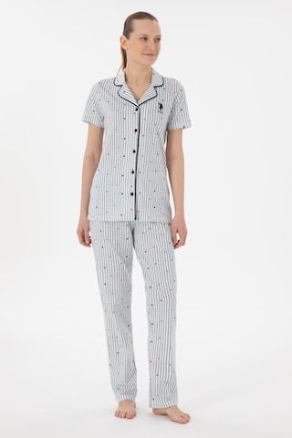 U.s. Polo Assn. Kadın Önden Düğmeli Boydan Patlı Kısa Kol Pijama Takım lacivert