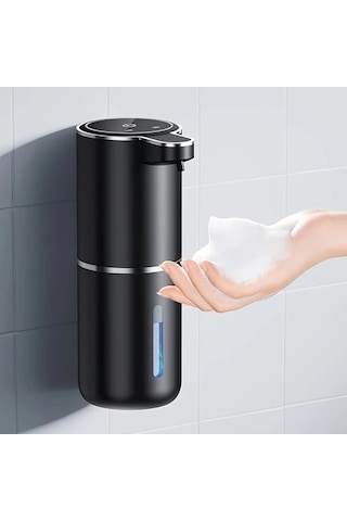 Techbloom 12.85oz Black Window Bottle Foam Type Dokunmasız Sensörlü Otomatik Sabunluk Şarj Edilebilir Modern Siyah Tasarım Banyo Ve Mutfak 11.8x5cm Çift Kişilik
