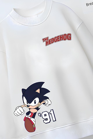 Belyakidswear Tam Kalıp Oversize Erkek Çocuk Pamuğa Pamuk 3 İplik Kumaş Snc2 Tasarım Sweatshirt Beyaz