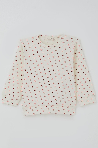Breeze Kız Bebek Pijama Takımı Omuzdan Patlı Kiraz Desenli 4 Ay-1 Yaş, Krem Krem