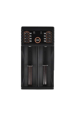 Powermaster - Akıllı 2'li Pil Şarj Cihazı 18650 El Feneri Pili 14500 16340 Li-ion Imr- Usb Pil Şarj Aleti -led Göstergeli Universal Hızlı Şarj Cihazı Aparatı