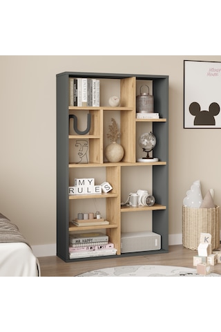 Robin Home Oscar Kitaplık 124cm Sepet-antrasit
