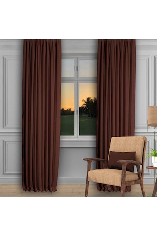 Koyu Kahve Ada Fon Perde Normal Pile 1'e 2,5 Pile-koyu Kahve Koyu Kahverengi