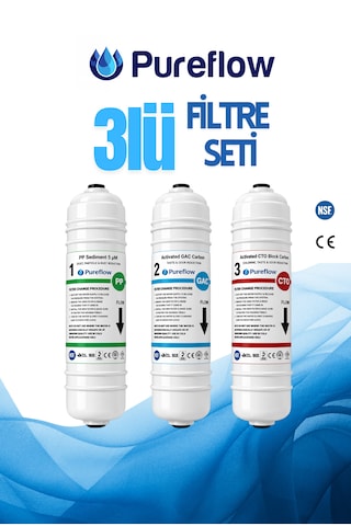 Su Arıtma Filtre Seti - 3 Lü Filtre Seti - Bütün Kapalı Kasa Cihazlara Uyumlu 3'Lü Filtre