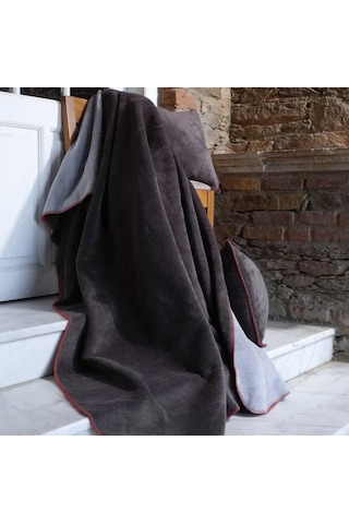 Çift Kişilik Düz Pamuklu Battaniye Çift Taraflı 200 X 220 Gri