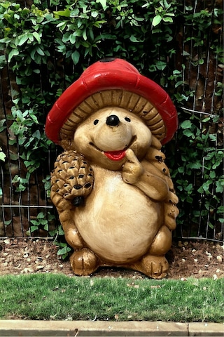 Dekoratif 30cm Büyük Boy Kirpi Ev Balkon Bahçe Dekorasyon Bohem Biblo Heykel 30 Cm