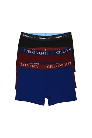 Cielo Venti Night Collection 3'lü Organik Pamuk Erkek Boxer Siyah - Bordo - Mavi - Beyaz