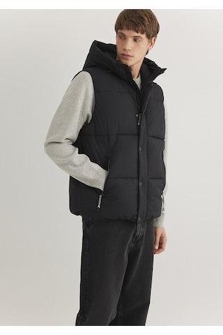 Mavi - Kapüşonlu Siyah Şişme Yelek 0110306-900