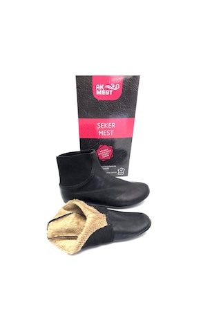 Derilax Hakiki Deri Soğuk Geçirmez Sıcak Astar Yumuşak Şeker Mest Siyah