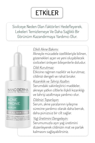 Nanoderma Akne Eğilimli Cilt Serum Sivilce Akne Karşıtı Gözenek S