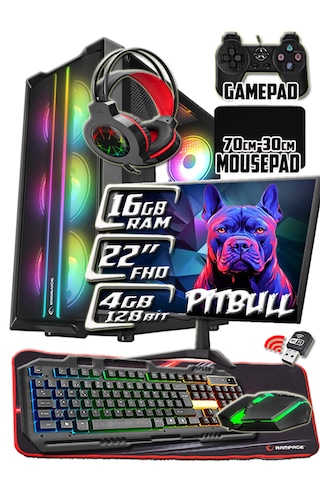 Warbox Pitbull Xeon X5650 16 GB 256 GB SSD 4 GB R7-240 22" W10P Masaüstü Oyuncu Bilgisayarı