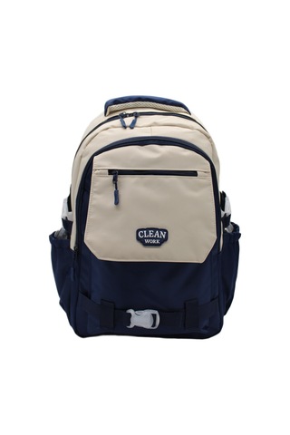 Çok Bölmeli Bej-lacivert Okul Sırt Çantası Unisex Okul Çantası 26011