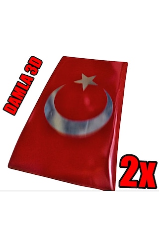 3d Damla Kabartmalı Türk Bayrağı Sticker Bayrak Arma 2 Adet 01 Etiket