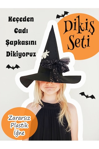 Çocuklar İçin Keçe Cadı Şapkası Dikiş Seti Kendin Yap Dıy El Yapımı Şapka Halloween Kostüm