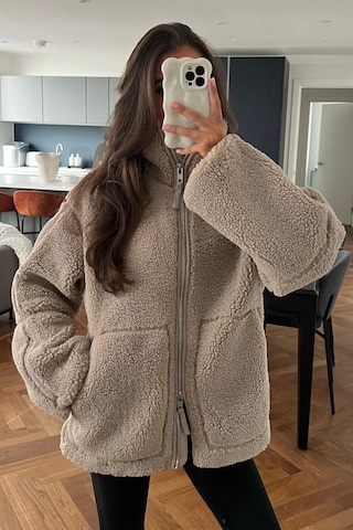 Madmext Kahverengi Dik Yakalı Cepli Peluş Mont Mg1966-kahverengi Kahverengi