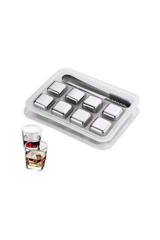 Novahub Kkmoon 8 Adet Paslanmaz Çelik Buz Küpleri - Gri, Kullanımı Kolay, Yeniden Kullanılabilir Çok Renkli