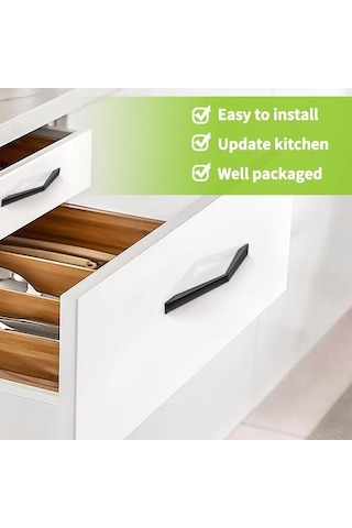 10 Adet Mutfak Dolabı Kulpu Mutfak Kapı Kulpu Siyah Alüminyum Alaşımlı Mobilya Kulpu Vidalarla Mutfak Mobilya Dekorasyonu İçin