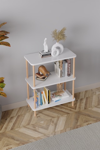 3 Raflı Kitaplık Ahşap Kitaplık Kitap Rafı Ayakkabılık -çam