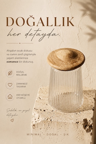 Akasya Mushroom Vakumlu Cam Kavanoz Baharatlık 950 Ml Şeffaf