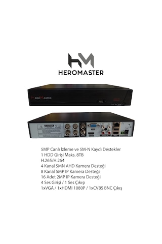 5 Mps -1080P Xmeye Kayıt Cihazı 4 Kanal H265X