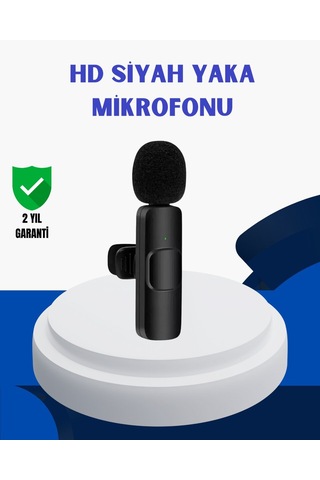 Apple iPhone Uyumlu İçin Çift Mikrofonlu Telsiz Yaka Mikrofonu 360 Derece Hd S
