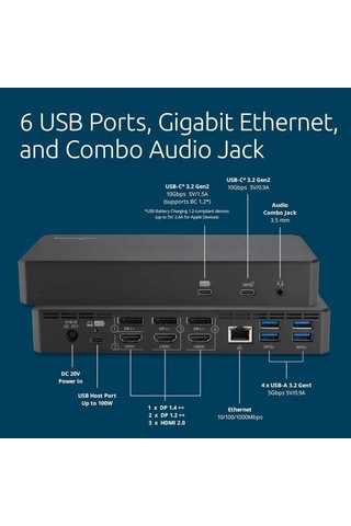 Kensington Sd4790p Usb-c Dörtlü 4k Displaylink Bağlantı İstasyonu